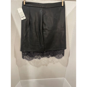 Women's Degree Leather And Lace Pencil Skirt - Black - Size 1